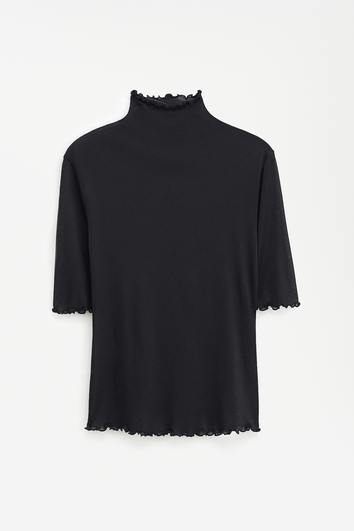 Shop Filippa K Mock Neck Frill Top In Black